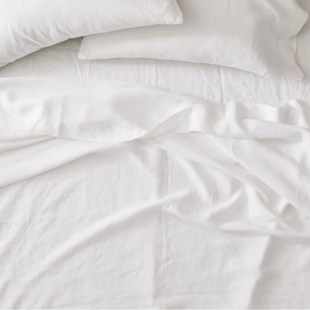 ❤️BUY 2 GET 1 FREE West Elm European Flax Linen Sheet Set White, King